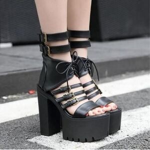 New Mei‎ Lu Si Platform sandals,Goth heels,39